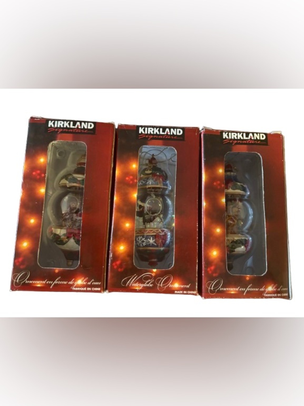 Kirkland Signature Waterglobe Ornament Set – 3pc Holiday Collectible Bundle